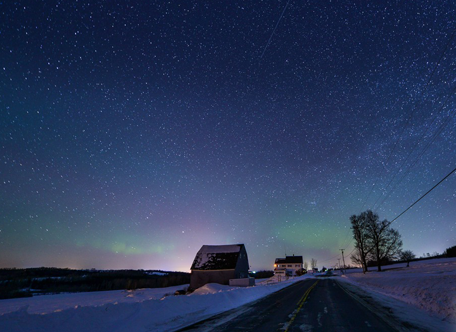 Northern Lights over the Campbell Farm, Aroostook County, Maine